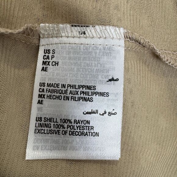 INC Babydoll Tunic Dress Small Beige Flared Sleeve Crochet Fairy Forest Boho Y2K - Picture 8 of 9